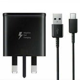 Samsung EP-TA200 / EP-TA20 Adaptive Fast Charging Adaptive UK Wall Plug Adapter  Samsung USB A to Type C Charge Cable Lead (Black Charger & Lead)